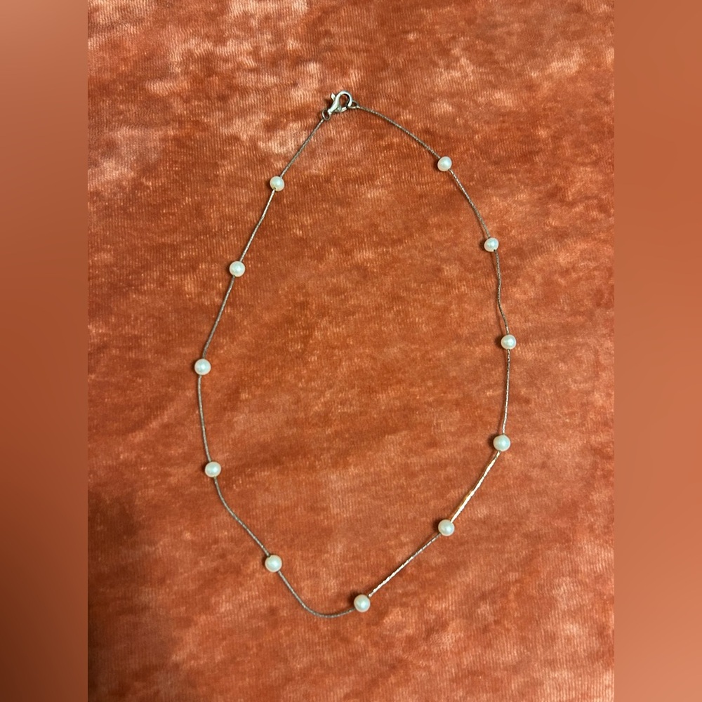 Elegant Silver Faux Pearl Necklace